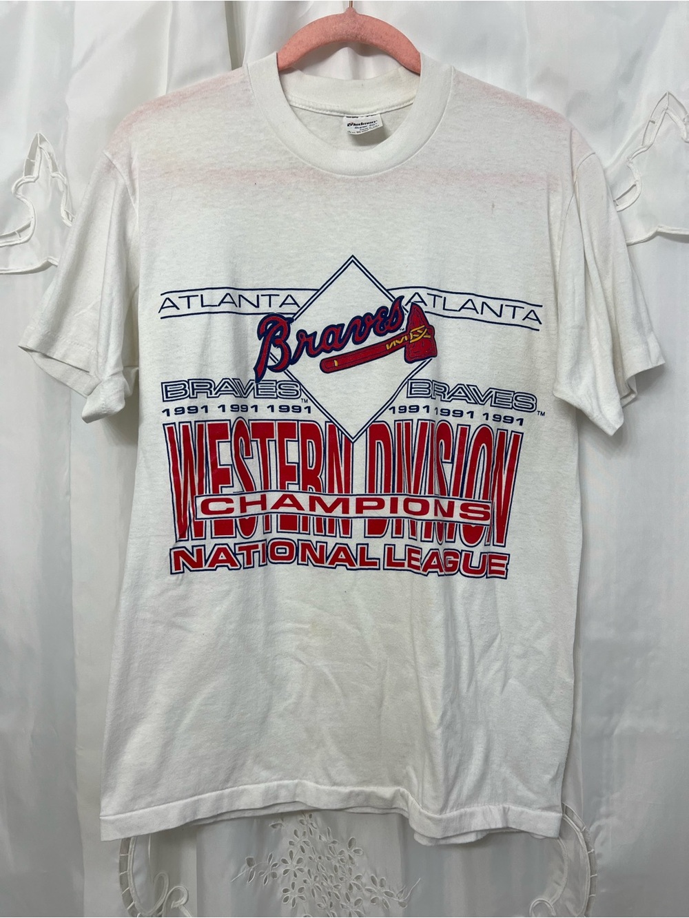 Vintage 1991 Atlanta Braves Western Division Champions T-Shirt USA Made Size Lar